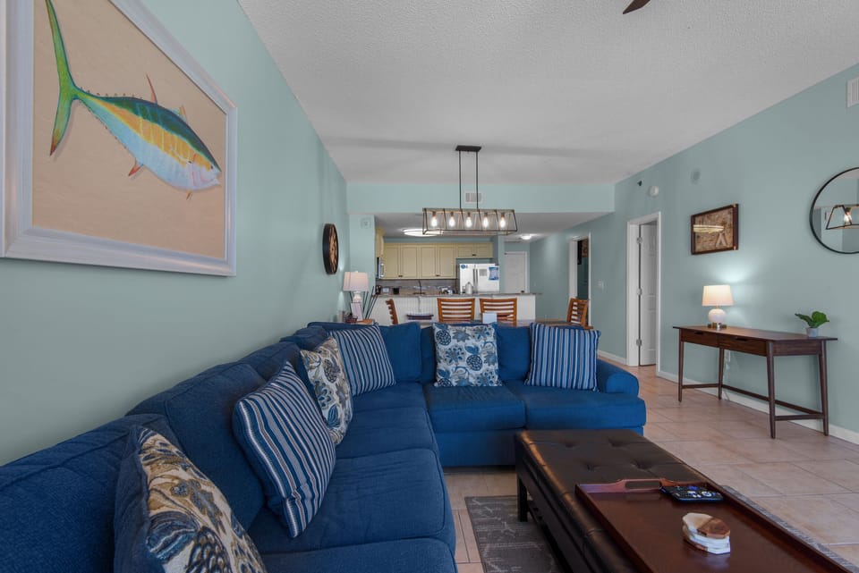 Living room to kitchen view