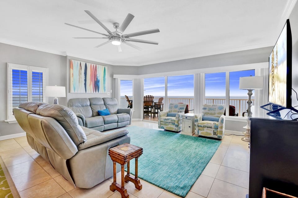 (2) Reclinning Sofas,' Two Swivel Chairs & Samsung 70in Smart TV, 70in Fan 