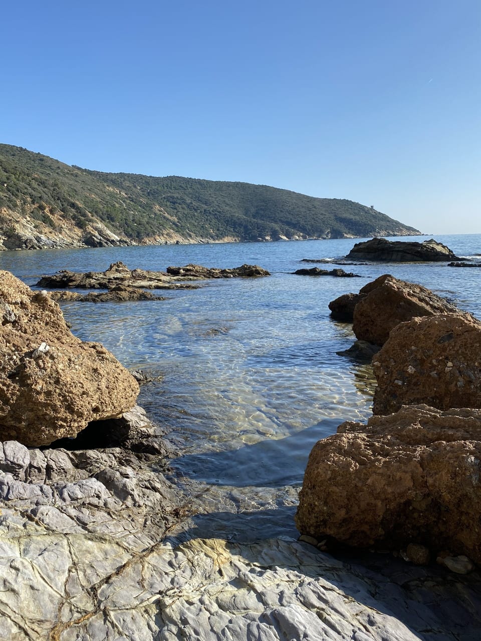 low tide and crystal blue water