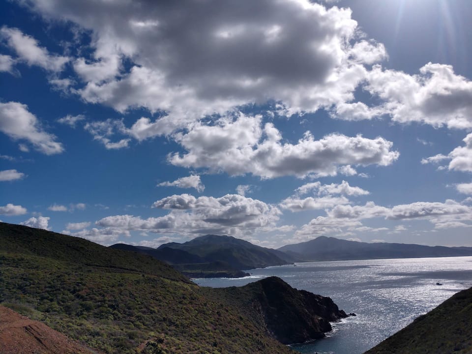 Let's go explore the bay below, just about a 5-minute hike down the hill.