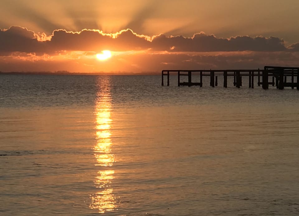 Gorgeous sunrises over the Indian River within walking distance.