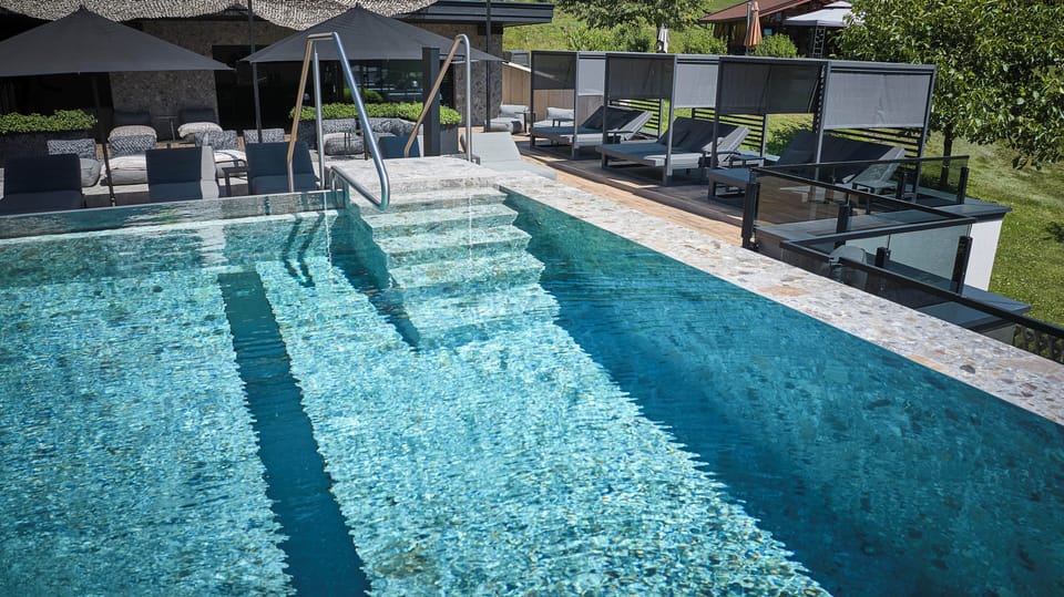 Outdoor pool, sun loungers