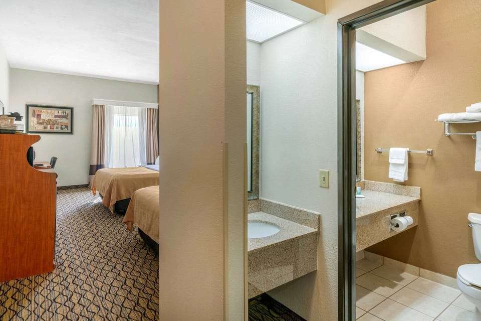 Standard Room, 2 Queen Beds, Non Smoking | Desk, blackout drapes, iron/ironing board, free WiFi