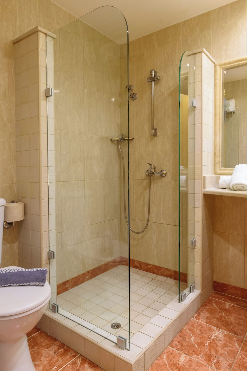 Double Room Pool View | Bathroom | Shower, towels, soap, toilet paper