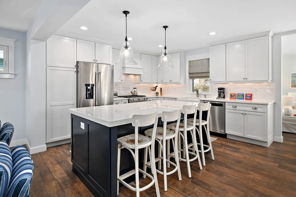 The center of the action will be the kitchen island.  