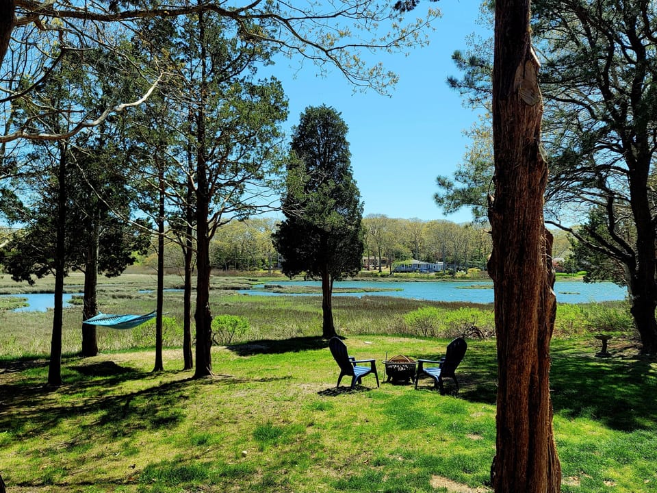 View of Brush Pond from our sunny deck is so peaceful and relaxing.