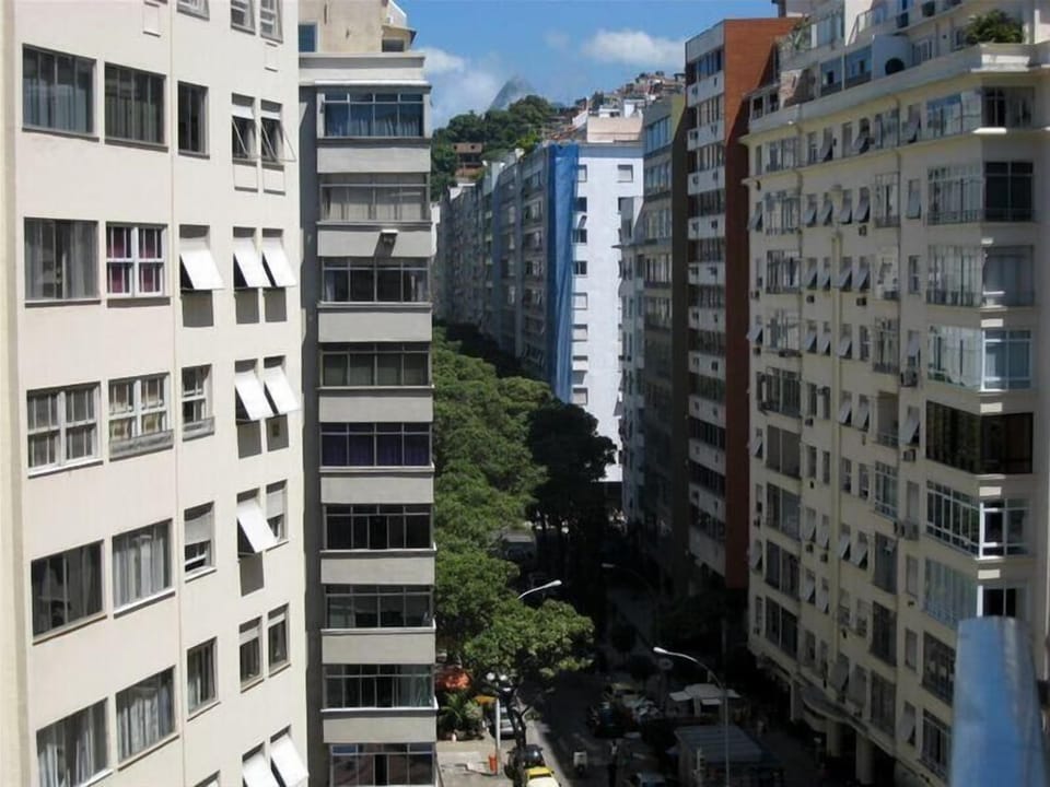 View up the street toward the hills