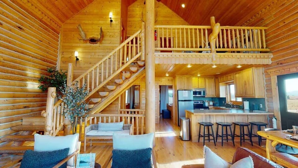 Access the upper level through the stairs pictured here.