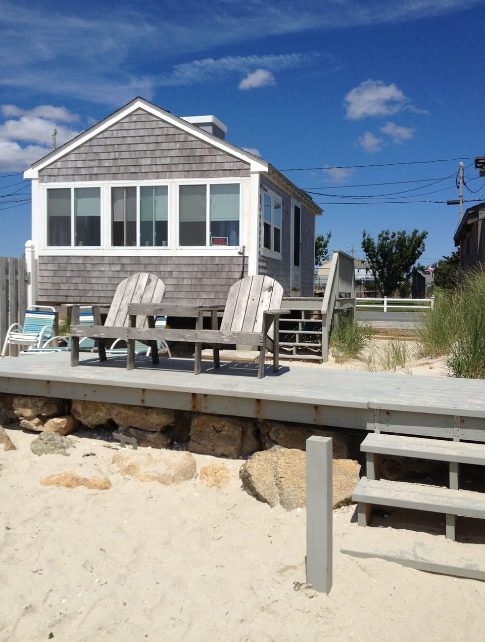 Private deck and sandy beach on the warmest waters of Cape Cod, Nantucket Sound