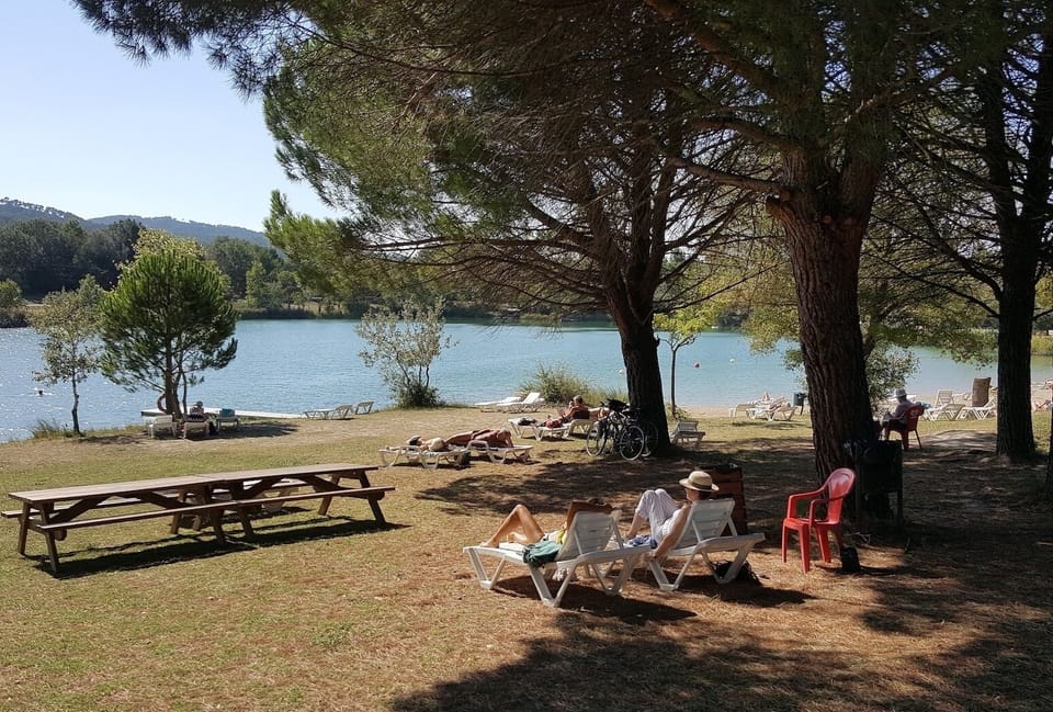 relaxing at the Cadet lake