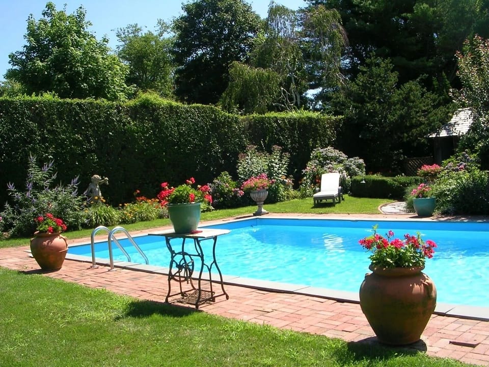 Pool with beautiful flowers