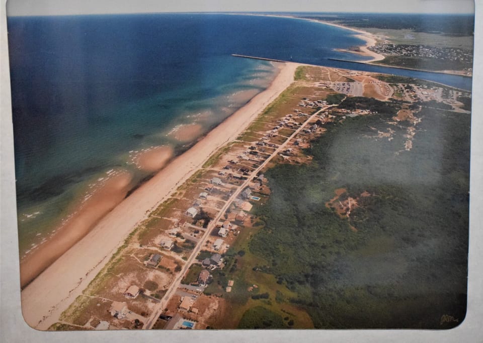Bird's eye view of Sagamore & Scusset beach and Cape Cod Canal.
