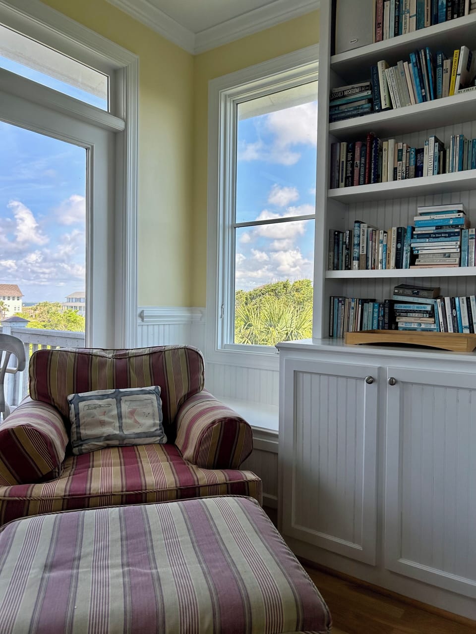 View of family room looking through side window towards South Beach