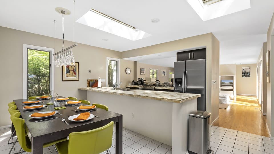 kitchen leading into open plan living area