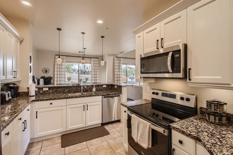 Bright, updated & fully equipped kitchen for all your meal preps; even spices!