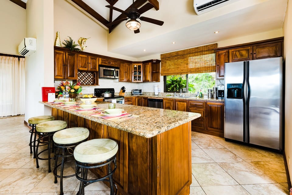 Open kitchen with seating for four