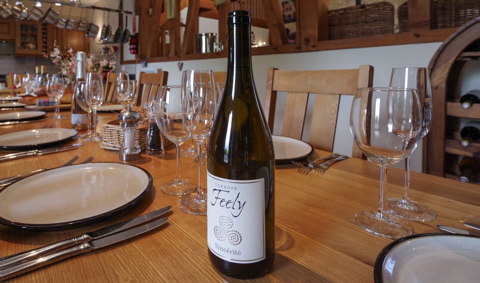 Guests enjoy a welcome gift of Chateau Feely wines, organic and biodynamic
