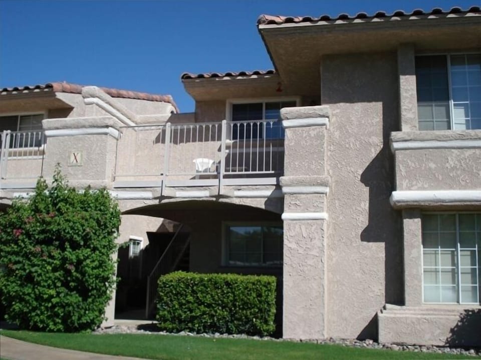 Upon arrival, you'll see Building X front entrance & the second bedroom balcony.