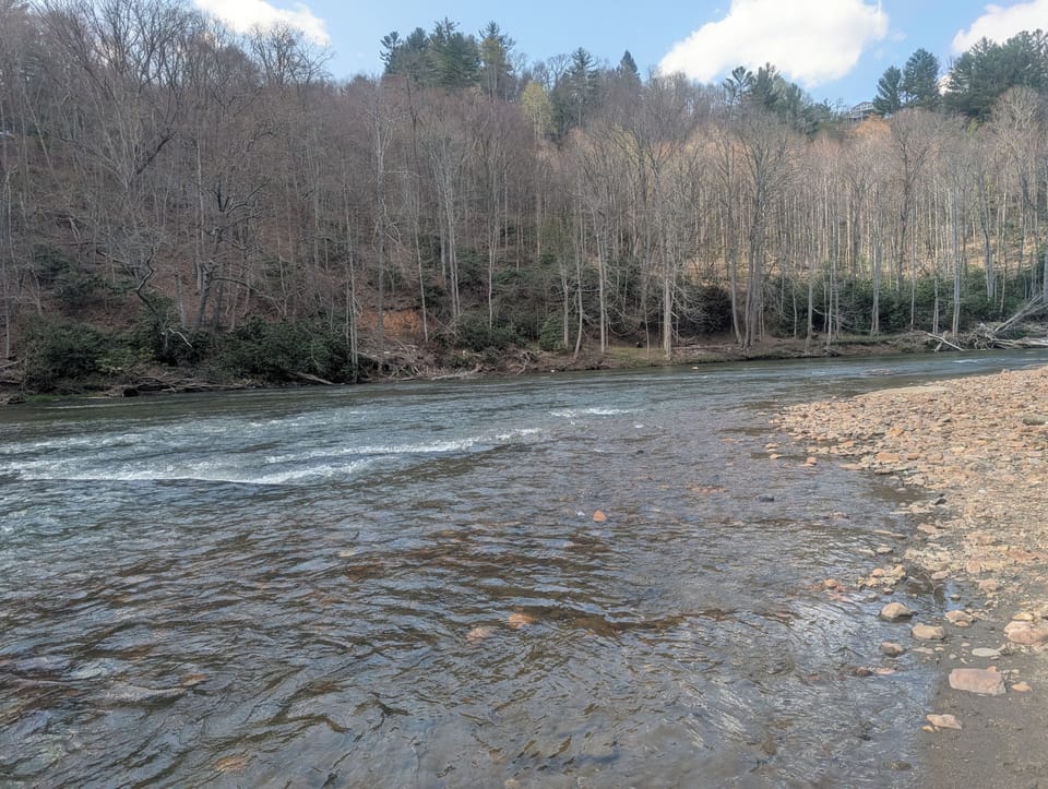 New River at Elk Shoals State Park Bottom of Lost Trail Cross Wooden Bridge
