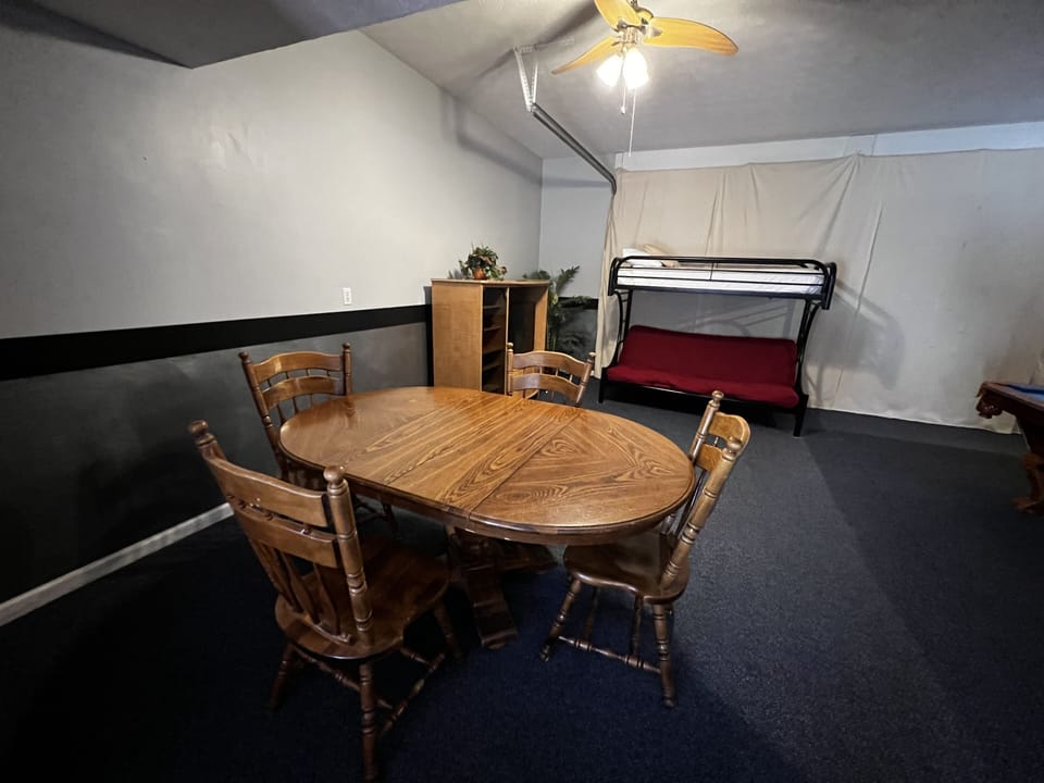 Downstairs dining/game table