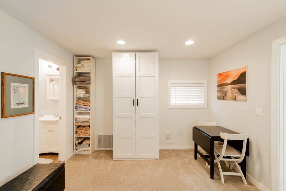 Extra Towels Just Outside of Bathroom