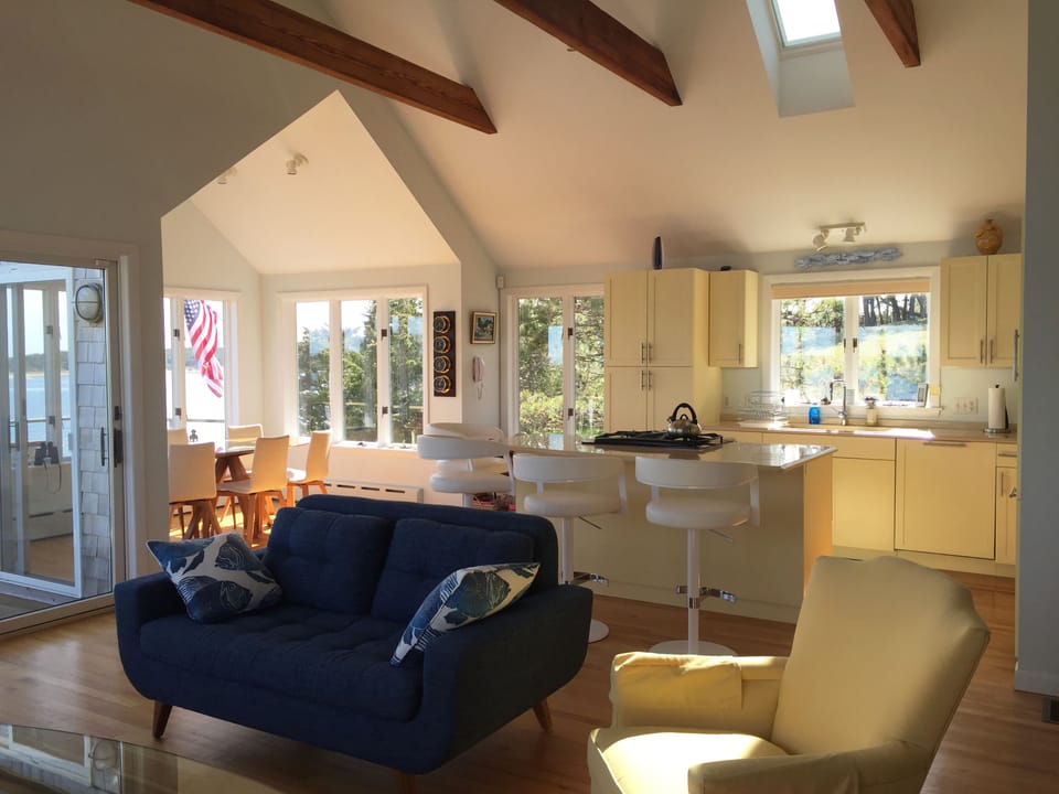 Upstairs living area and kitchen