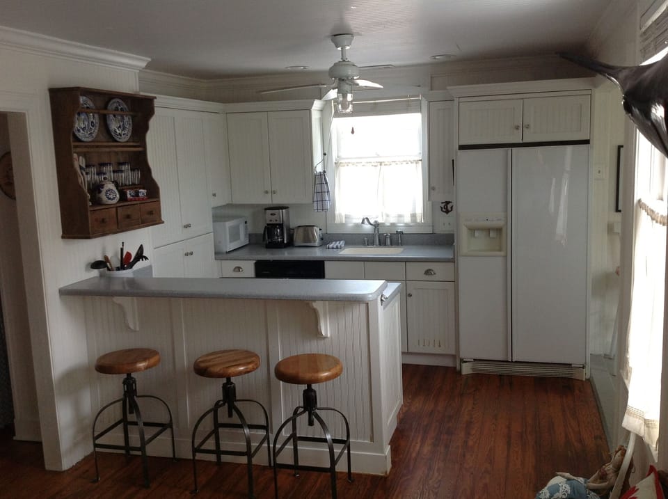 The kitchen has everything you could want plus a drawer full of spices!