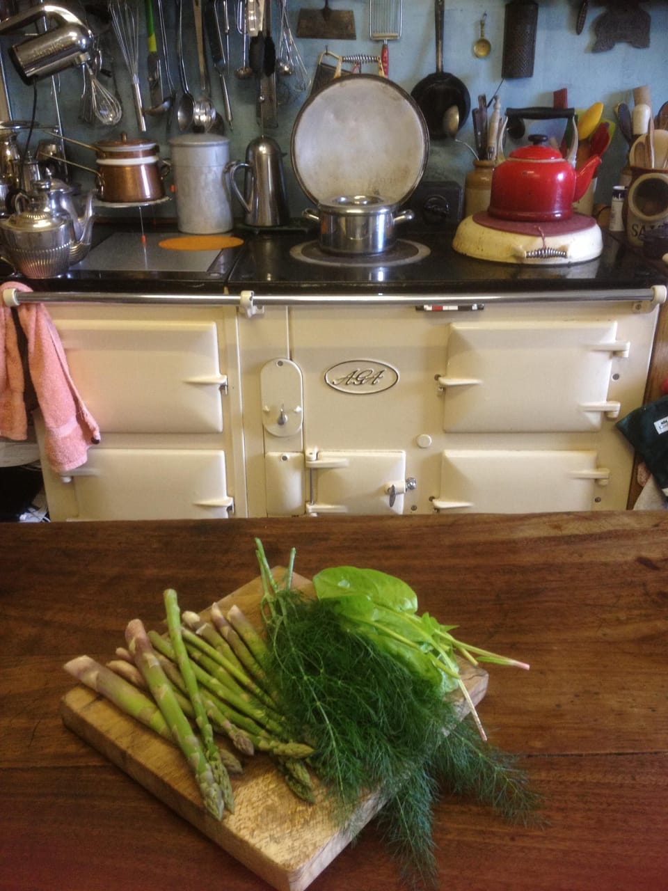 The country kitchen is fuelled by this amazing oil-fired, four oven AGA