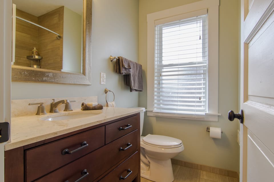 2nd floor bath was completely remodeled---down to the studs! All new everything!