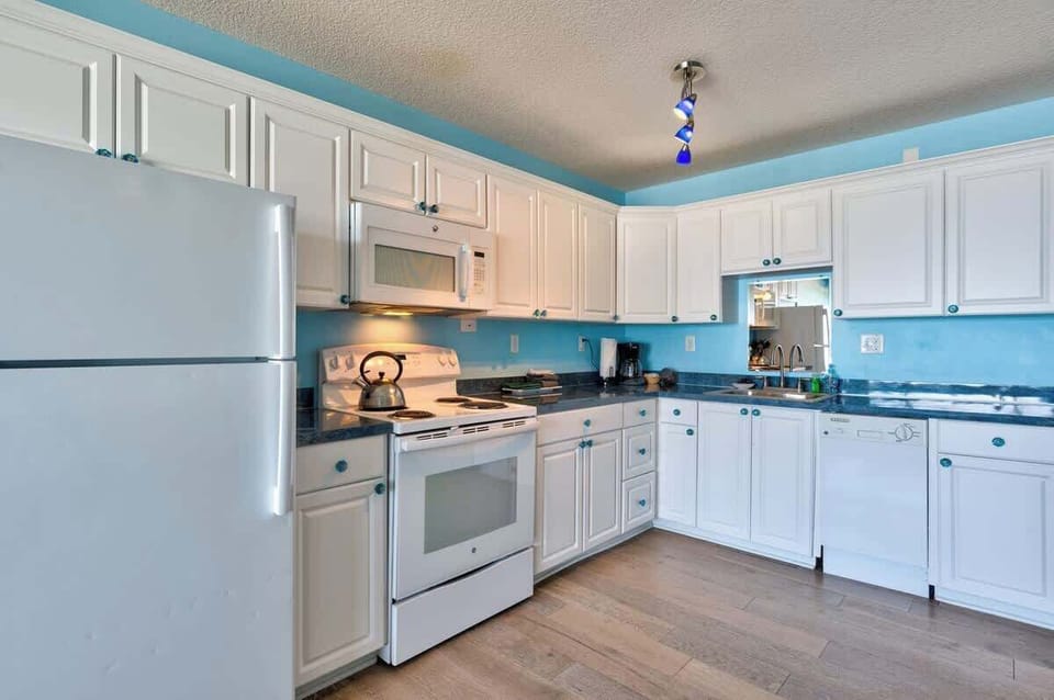 The L shaped kitchen has everything you need for the Julia Child in your party