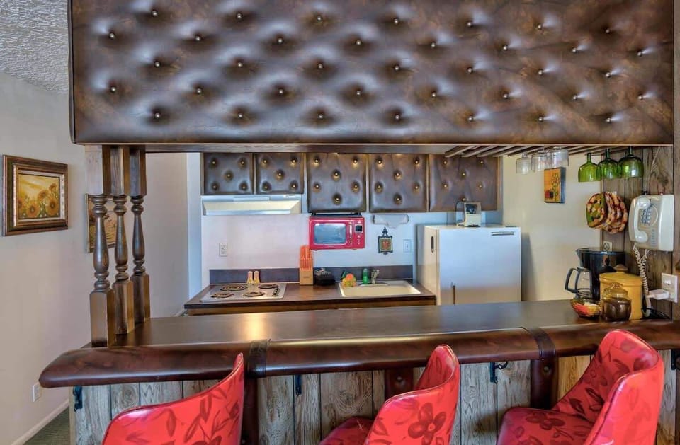 The vintage-style kitchen