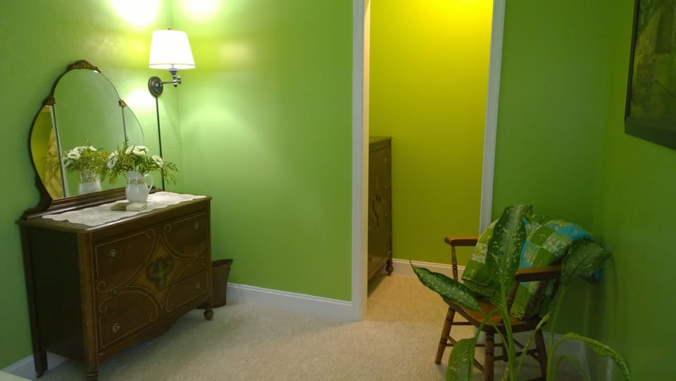 Green Room: Closet and antique furniture.