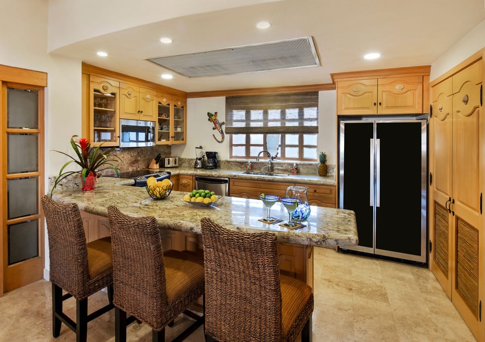 Large kitchen in work in while still being part of everything!
