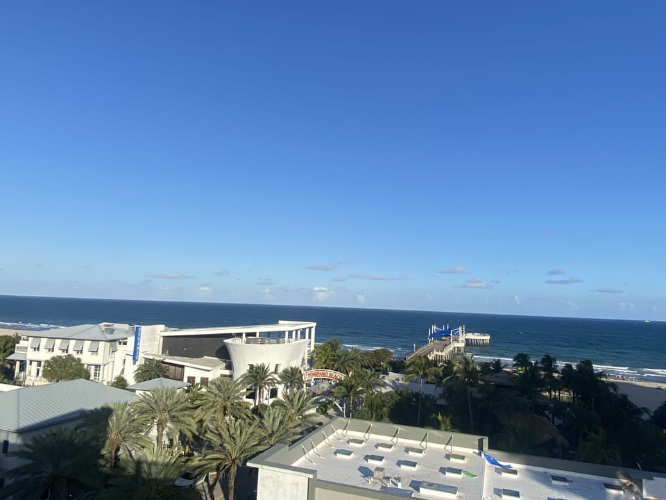 Pompano Beach pier and famous beach restaurants Lucky Fish, Oceanic, Beach House