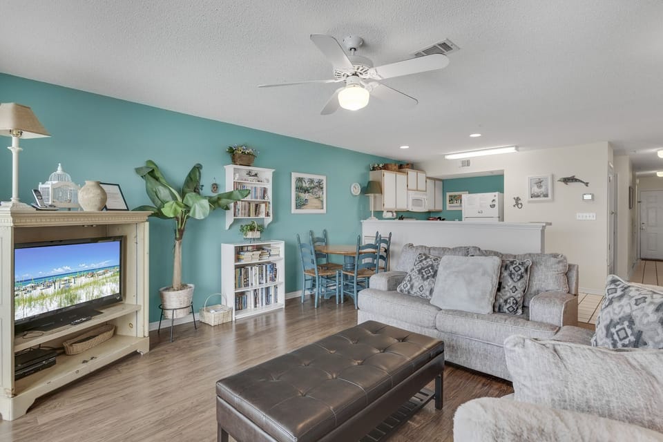 Easy seating makes this a cozy spot to gather.