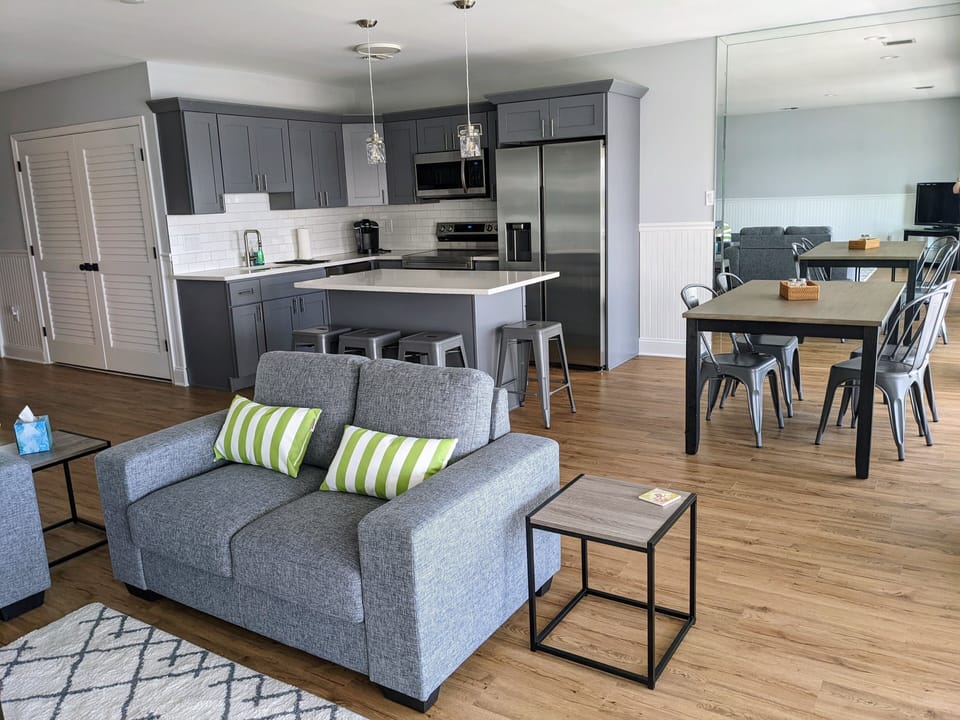 Kitchen, dining and living space