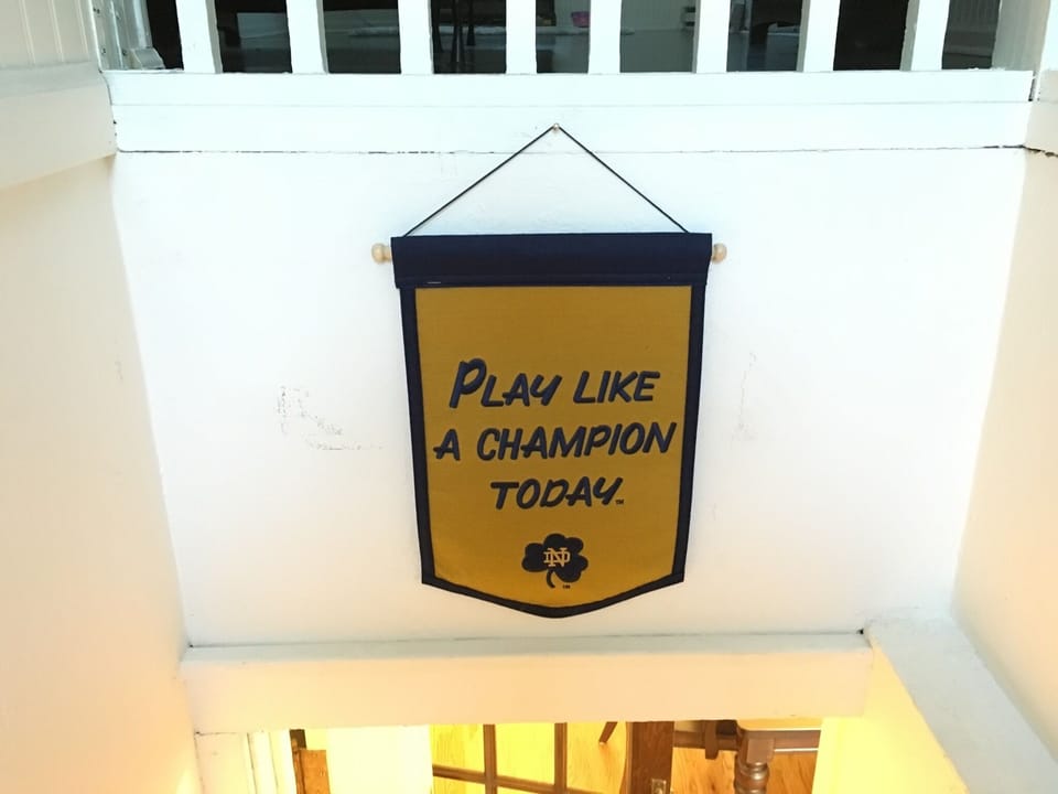Your greeting as you descend from the master suite.