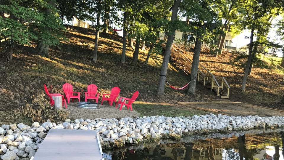 102 ft of private Lake Shafer lake front. Swim off of dock- no wake zone.