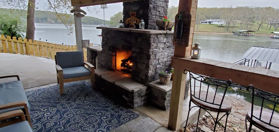 Enjoy the views in a comfortable seat by the  gas fireplace.