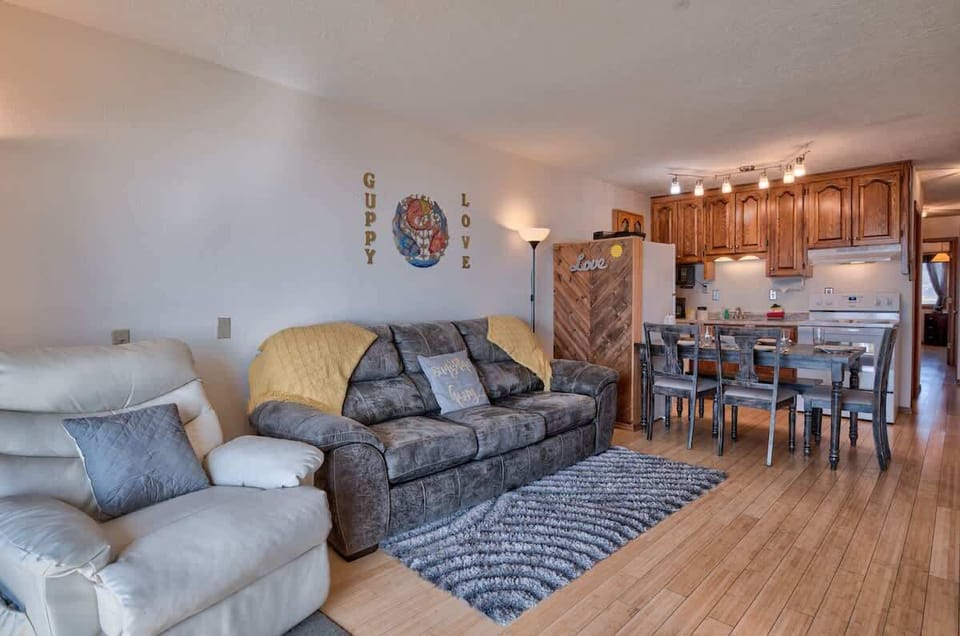 The spacious living room area