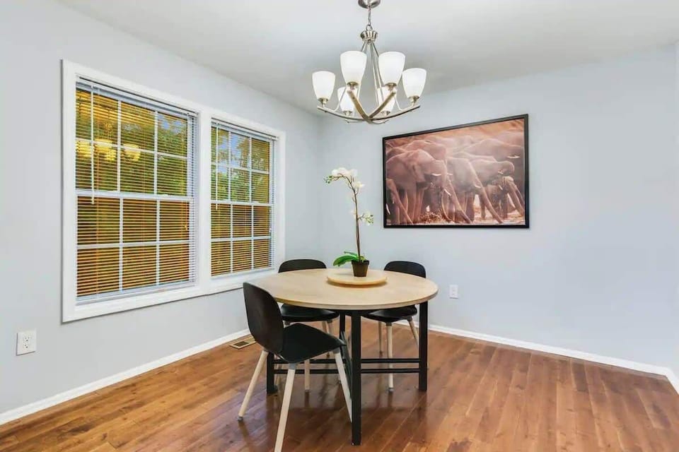 This cozy dining nook is the perfect place to enjoy an intimate meal with your loved ones.