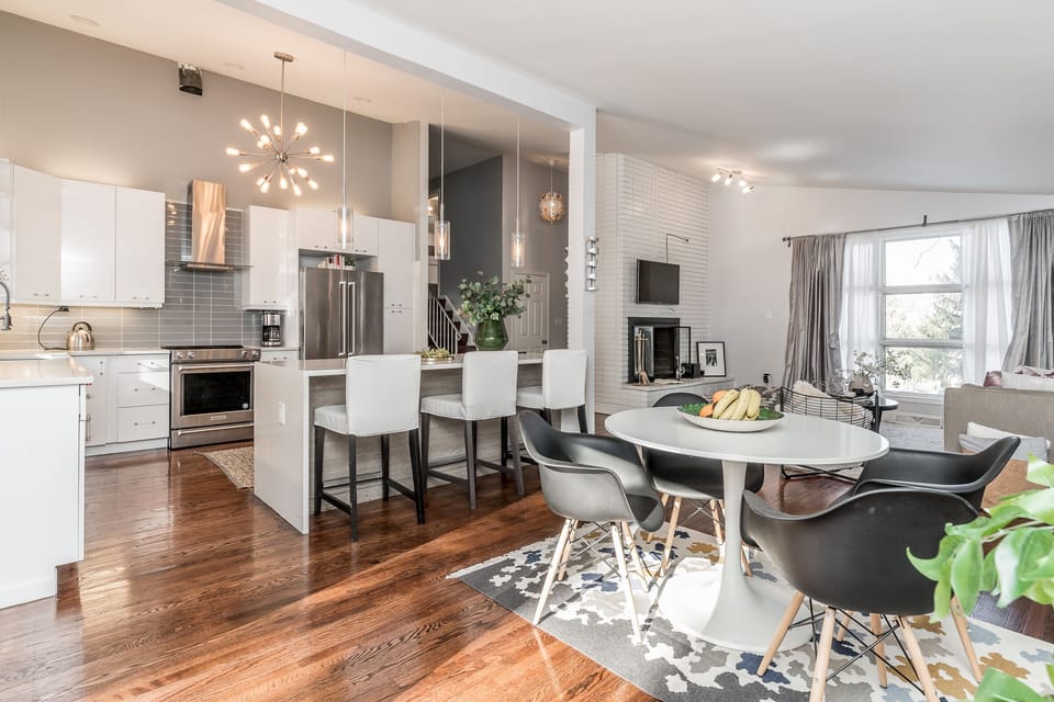 Bar height dining chairs for family breakfast