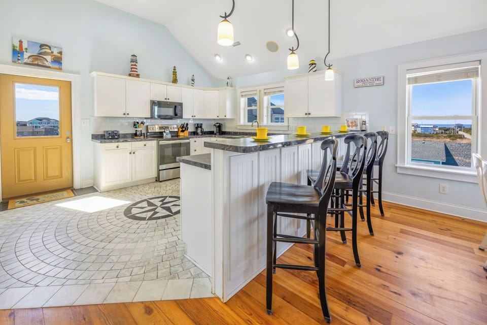 Create gourmet meals in the large, open, and well-equipped kitchen.
