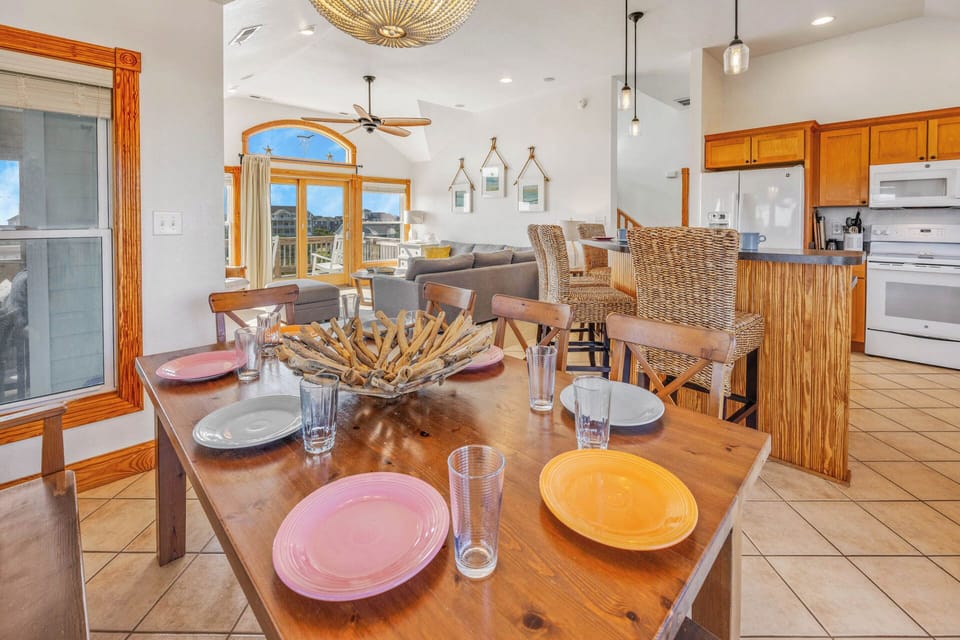 The dining area is conveniently located next to the kitchen, making it all too easy to go back for seconds.