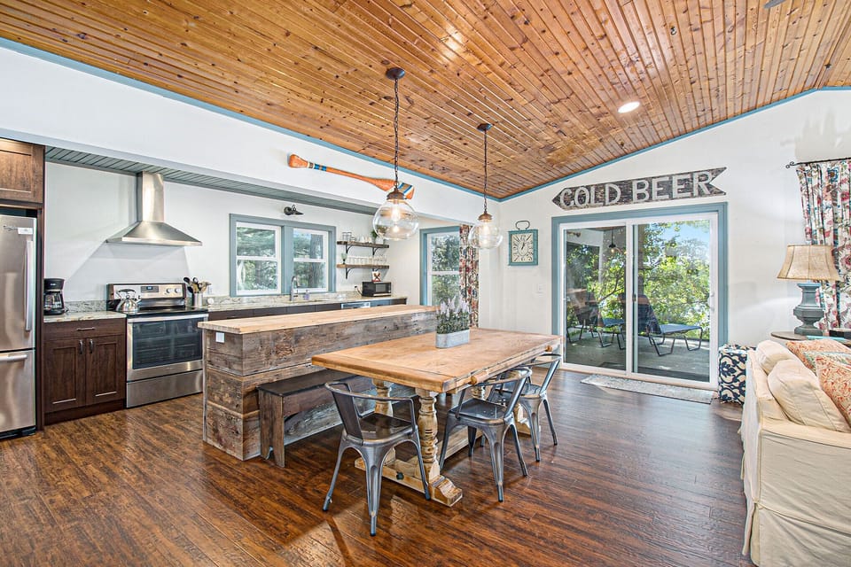 Dining room with lake views. 