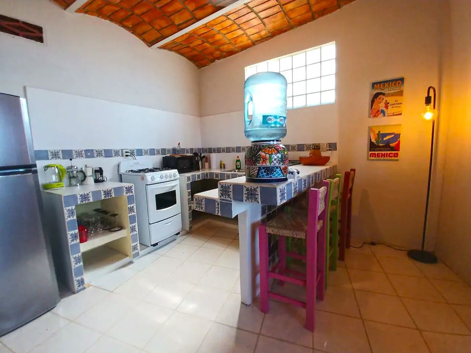 The entertaining kitchen with playful Mexican accents, new utensils and cookware