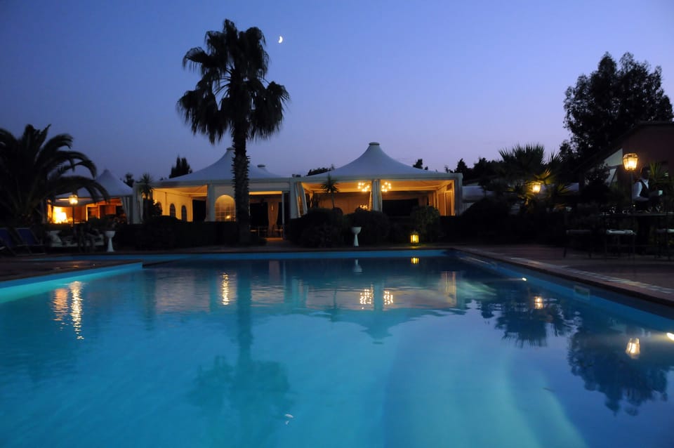 Swimming pool at night