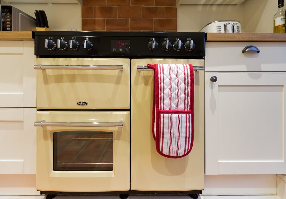 The Belling range cooker with two ovens, a grill and five hobs.