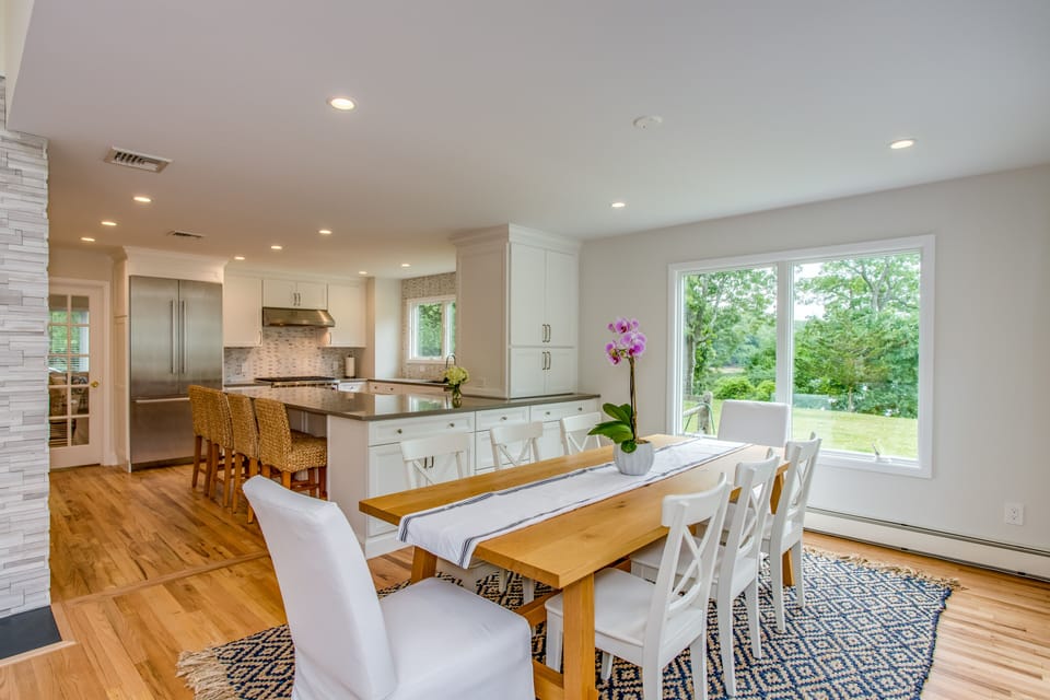 Dining area adjacent to renovated kitchen.