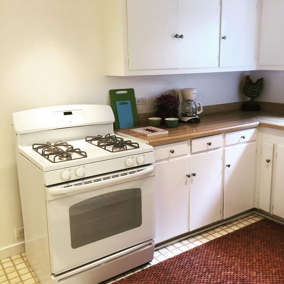 gas range, counter space and storage - fully equipped!